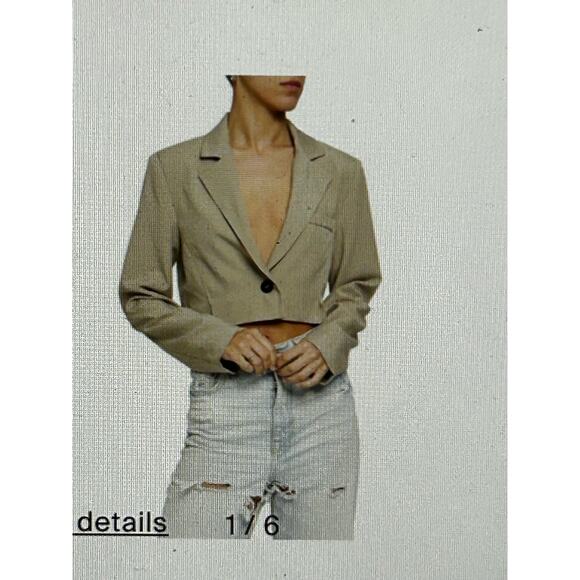 No One Cares Preppy Academia Baddie Y2K Sage Crop  Single Button  Blazer - Picture 2 of 9